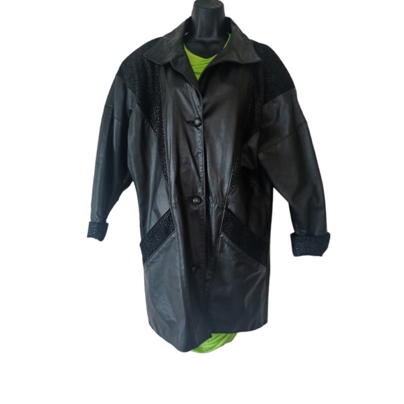 80s genuine leather jacket size medium Gino and Giorgio oversize pockets - Picture 5 of 11